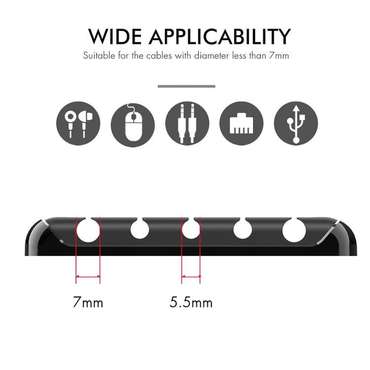 Alternative Ansicht von Selbstklebender Silikon Kabelhalter 5-fach – Schwarz
